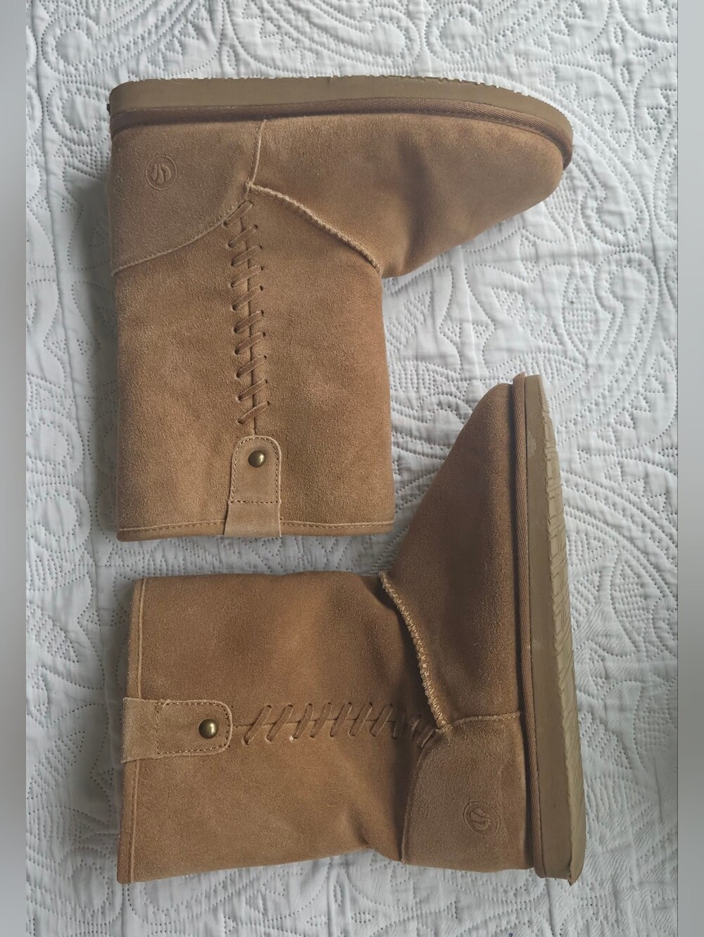 Fatface Women's Winter Boots - Tan. Fleece - Sz 8 - 39